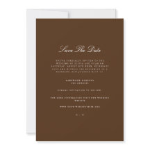 Elegante White & Brown Save the Date Card