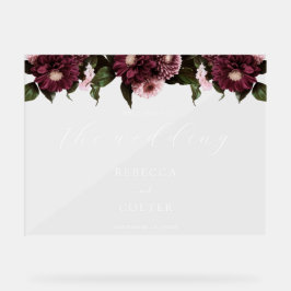 Elegante White Burgundy Floral Wedding Acrylschild