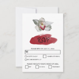 Elegante White Burgundy Orchid Wedding RSVP Cards Karte
