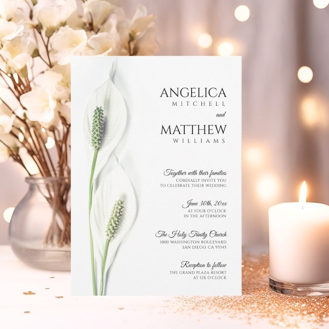 Elegante White Calla Lily Blume Hochzeit Einladung (Elegant White Calla Lily Flowers Floral Wedding Invitation)
