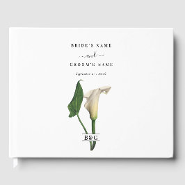 Elegante White Calla Lily Grüne Botanische Hochzei Gästebuch