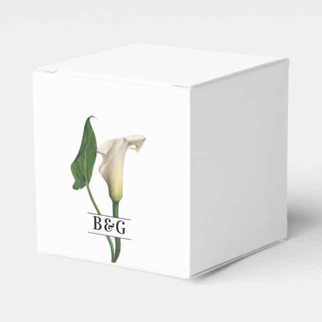 Elegante White Calla Lily Grüne Botanische Hochzei Geschenkschachtel (Vorderseite)