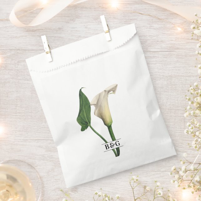 Elegante White Calla Lily Grüne Botanische Hochzei Geschenktütchen (Ausgeschnitten)