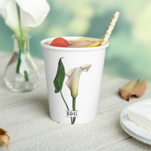 Elegante White Calla Lily Grüne Botanische Hochzei Pappbecher