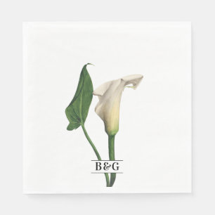 Elegante White Calla Lily Grüne Botanische Hochzei Serviette