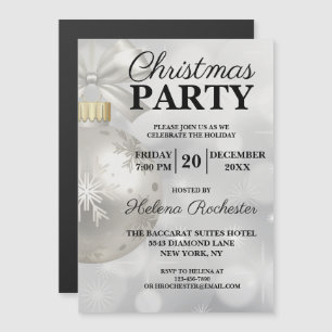 Elegante White Christmas Holiday Party Magneteinladung