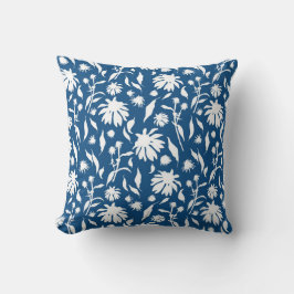 Elegante White Classic Blue Echinacea Cone Blume Kissen