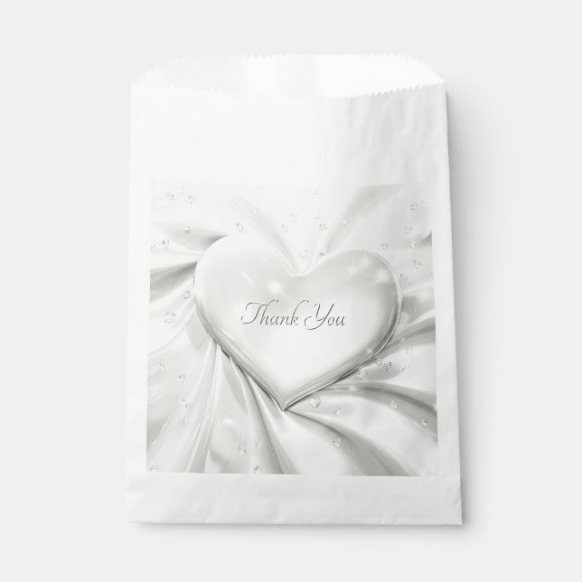 Elegante White Cream Heart Favor Bag Geschenktütchen (Vorderseite)