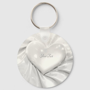 Elegante White Cream Heart Keychain Schlüsselanhänger