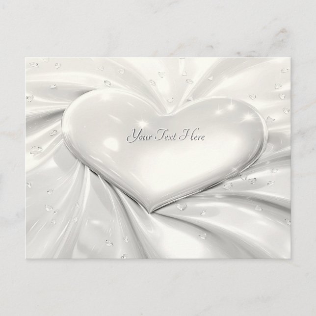 Elegante White Cream Heart Postkarte (Vorderseite)