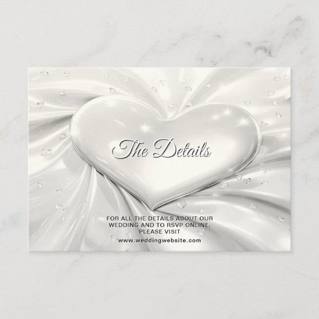 Elegante White Cream Herz - Detail-Abschlusskarte Begleitkarte (Vorderseite)