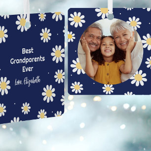 Elegante White Daisies Best Grandeltern Ever Foto Ornament Aus Metall