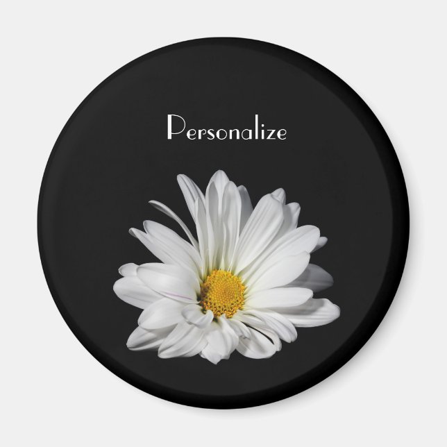 Elegante White Daisy Blume mit Namen Magnet (Vorne)