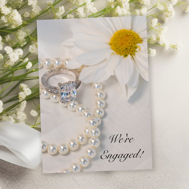 Elegante White Daisy Engagement Party Einladung (Von Creator hochgeladen)