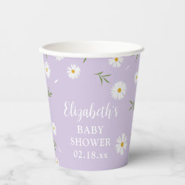 Elegante White Daisy Gender Neutral Baby Dusche Pappbecher