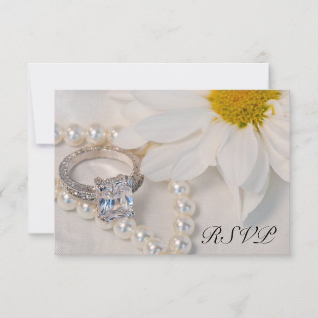 Elegante White Daisy Wedding RSVP Response Card Karte (Vorderseite)