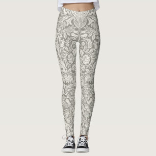 Elegante White Damask Floral Wohngestaltung Leggings