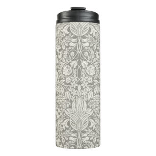 Elegante White Damask Floral Wohngestaltung Thermosbecher