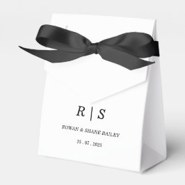 Elegante White Favor Box mit Black Monogram Geschenkschachtel