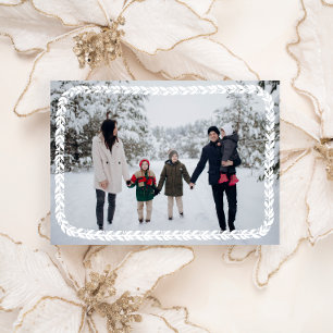 Elegante White Festive Garland Foto Feiertagskarte