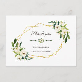 Elegante White Floral Gold Rahmen Hochzeit Vielen Dankeskarte
