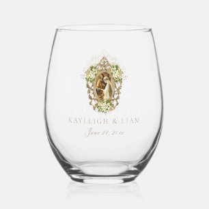Elegante White Floral Jungfrau Mary Katholic Weddi Weinglas Ohne Stiel