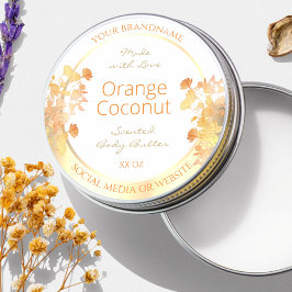 Elegante White Floral Product Packaging Labels Gol Runder Aufkleber