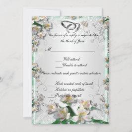 Elegante White Floral Response Card Einladung