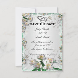 Elegante White Floral Save the Date Card Einladung