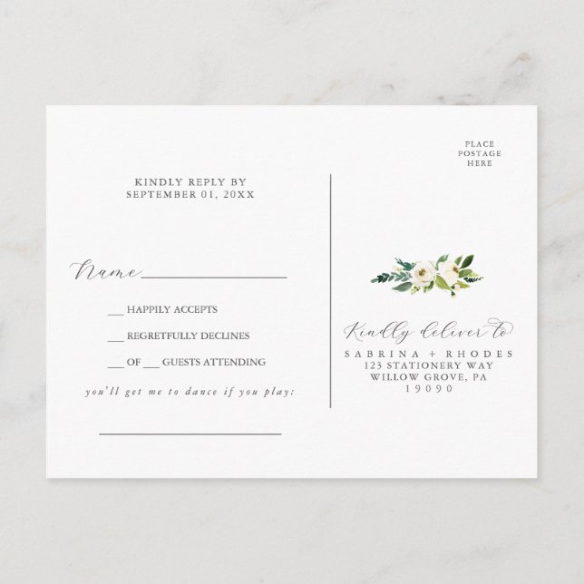 Elegante White Floral Song Request UAWG Postcard Einladungspostkarte (Rückseite)