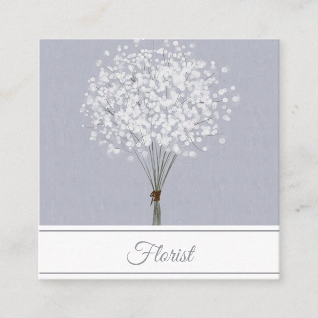 Elegante White Floral Square Business Card Quadratische Visitenkarte (Vorderseite)