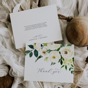 Elegante White Floral Wedding Dankeschön Karte