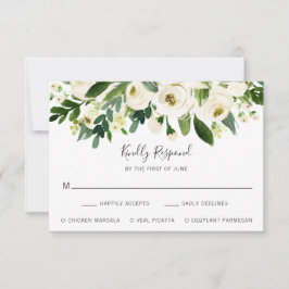 Elegante White Floral Wedding RSVP Karte