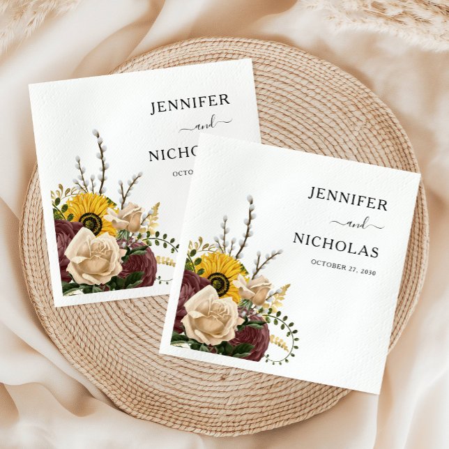 Elegante White Floral Wedding Serviette (Elegant White Floral Wedding Napkins)