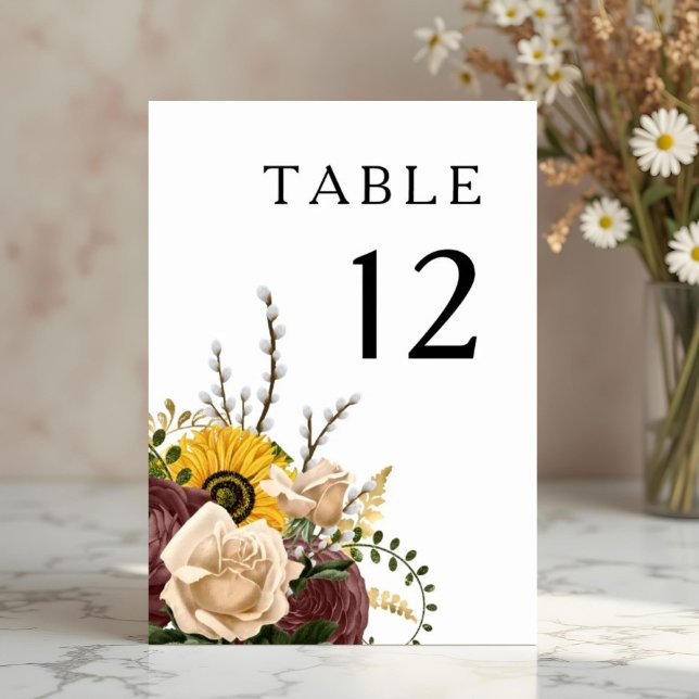 Elegante White Floral Wedding Tischnummer (Elegant White Floral Wedding Table Number)