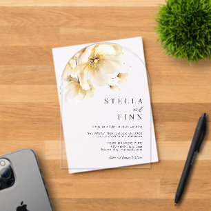 Elegante White Florals Wedding Acryleinladungen