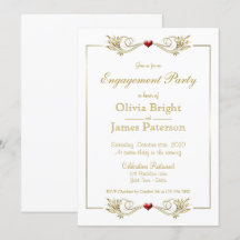 Elegante White-Frame Heart Engagement Party