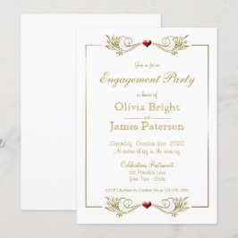 Elegante White-Frame Heart Engagement Party Einladung