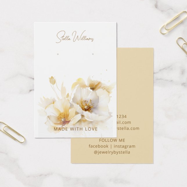 Elegante White Gold Blume Earring Display Card (Büro)