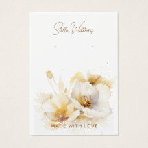 Elegante White Gold Blume Earring Display Card