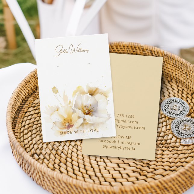 Elegante White Gold Blume Earring Display Card (Elegant White Gold Flower Earring Display Card)