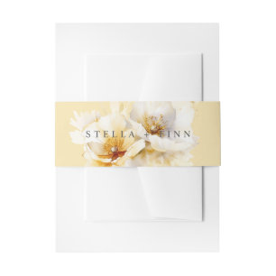 Elegante White Gold Blume Hochzeitgelb Einladungsbanderole