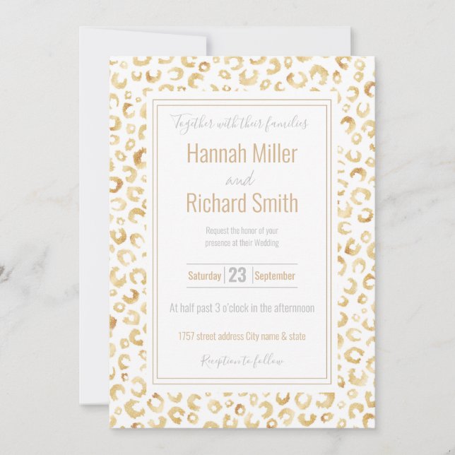 Elegante White Gold Glitzer Leopard Animal Print (Vorderseite)