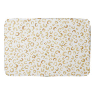 Elegante White Gold Glitzer Leopard Animal Print Badematte