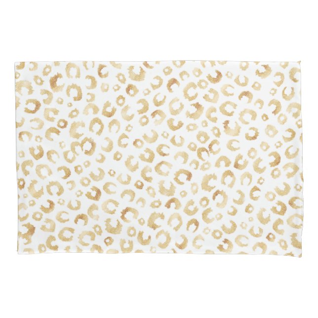 Elegante White Gold Glitzer Leopard Animal Print Kissenbezug (Vorderseite)