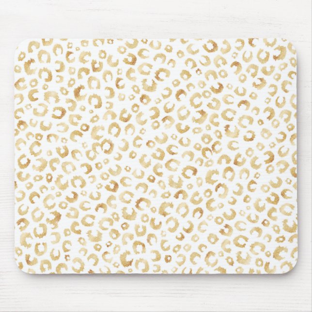 Elegante White Gold Glitzer Leopard Animal Print Mousepad (Vorne)