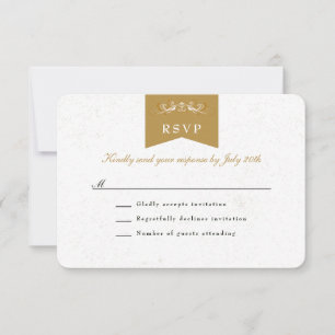 Elegante White Gold Library Theme Wedding RSVP Car Karte