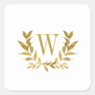 Elegante White Gold Moderne Monogram Wedding Quadratischer Aufkleber