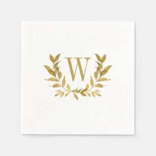 Elegante White Gold Moderne Monogram Wedding Serviette