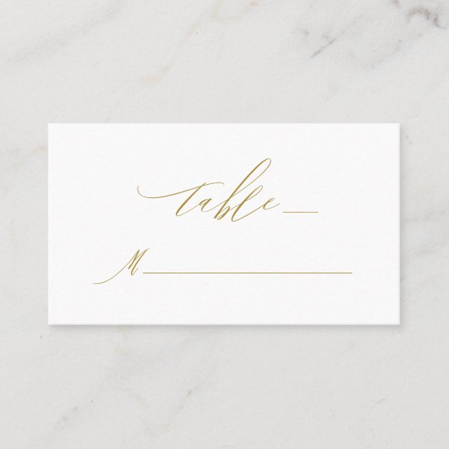 Elegante White Gold Moderne Script Monogram Weddin Platzkarte (Vorderseite)